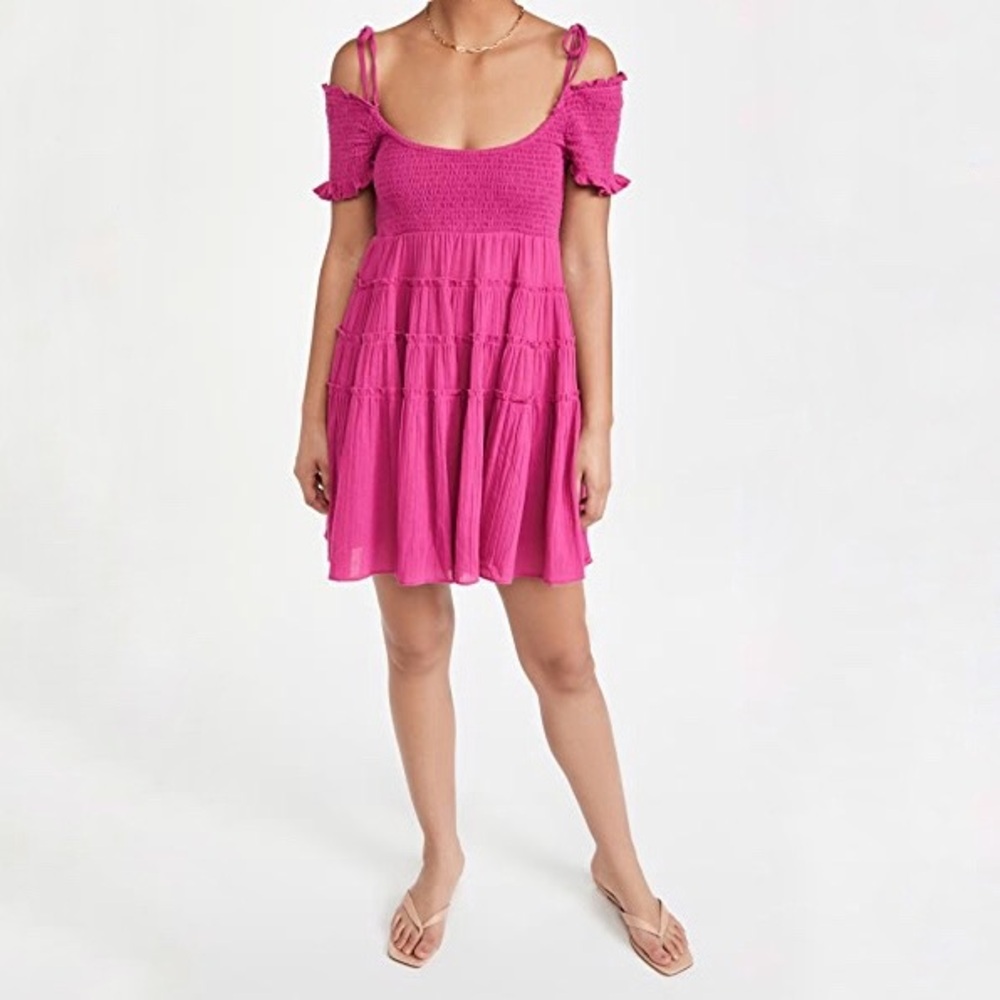 Free People | Happy With You Mini Dress Pink Size S Cotton